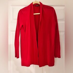 J McLaughlin open front Valentine red 3/4 sleeve cardigan sweater women’s small